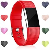 Wepro Replacement Bands for Fitbit Charge 2 HR, Buckle, Red, Small