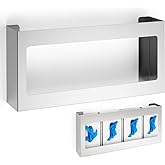 Blulu 1 Pack Wall Mounted Glove Box Holder, Stainless Steel Organizer | Quad Glove Dispenser, Wall Storage Rack, Medical Labs, Hospitals Workshop, Kitchen Organization, 10" H x 21" W x 3-3/4" D