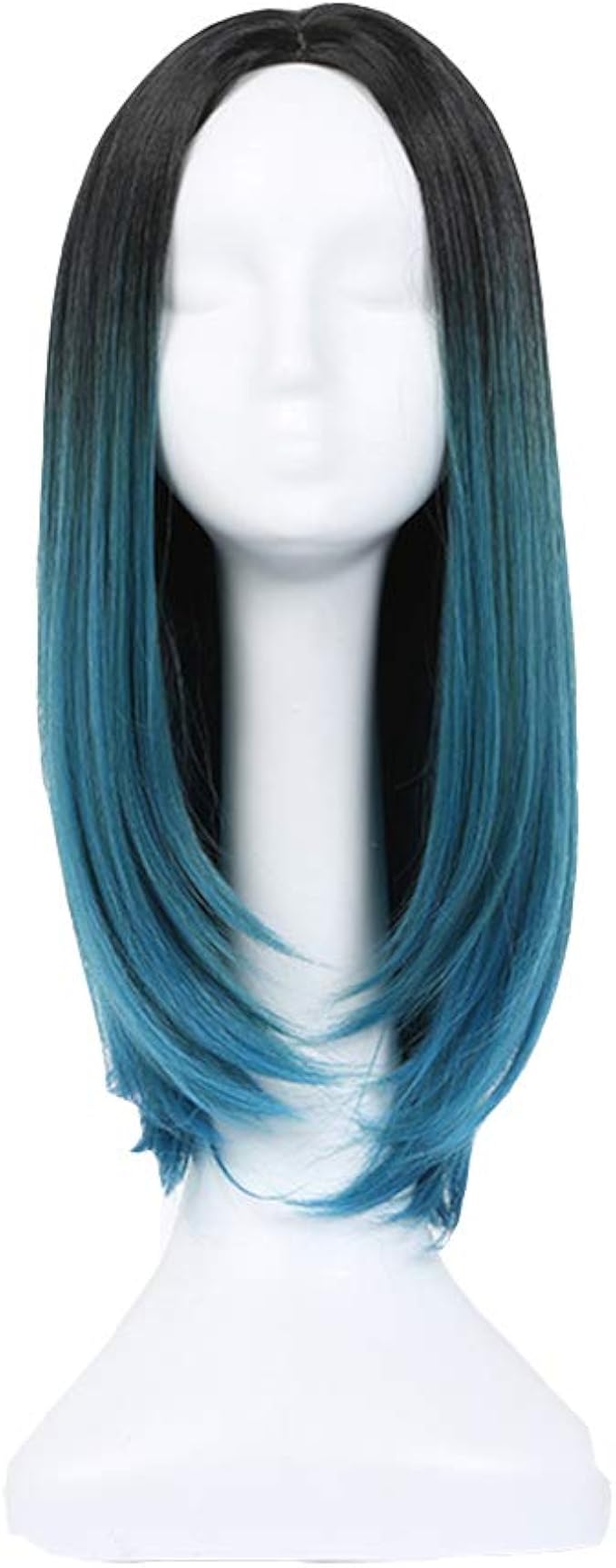 女性用baronhongブルーグラデーションミディアムヘアカットウィッグ カラー M フルウィッグ 通販 Amazon