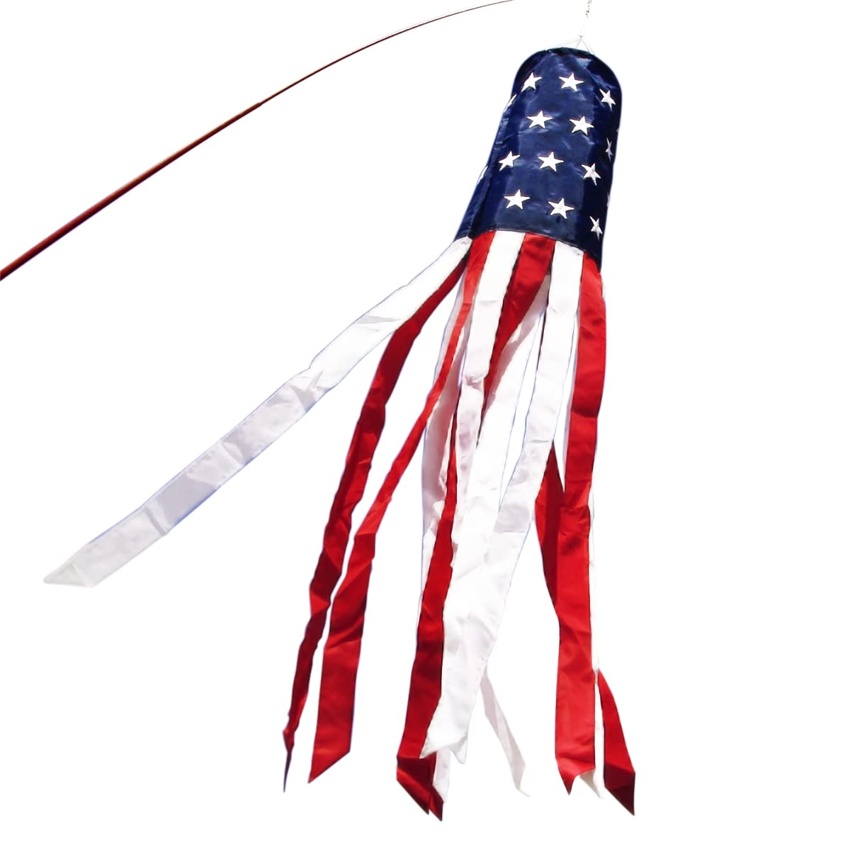 Anley 40 Inch (100cm) American US Flag Windsock, Stars & Stripes USA Patriotic Decorations - Embroidered Stars and Fade Resistant - 3.3 Feet