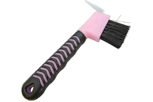 Intrepid International Rubber Handle Hoof Pick w/Brush for Horses, Hoof Pick for Easy Horse Hoof Cleaning, Horse Grooming Supplies