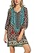 Women Bohemian Neck Tie Vintage Printed Ethnic Style Summer Shift Dress (Large, Pattern 8)