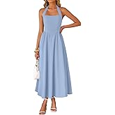 ZESICA Women's Summer Sleeveless Halter Midi Dress 2026 Off Shoulder High Waist Flowy Beach Wedding Guest Long Dresses