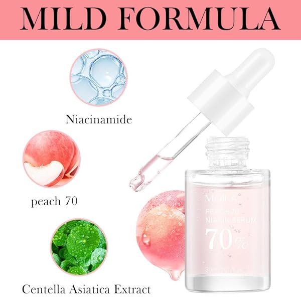 PEACH 70 NIACINAMIDE SERUM, PEACH EXTRACT, VITAMINS C AND E, ENHANCES RADIANCE, HYDRATES SKIN EADIANCE, DEEPLY HYDRATES, REPAIRS AND SOOTHES