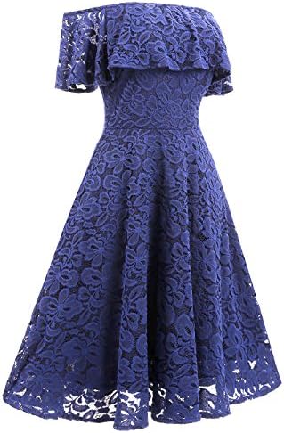 Lace Short Cocktail Homecoming Dresses --SUZMODY Womens Elegant Cap Sleeve Off Shoulder Wedding Prom Dresses 2017, Navy L