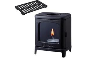 WellOrigin Mini Wood Stove-Shaped Candle Lantern - Decorative Cast Iron & Aluminum Tabletop Lamp, Portable Hearth for Marshma