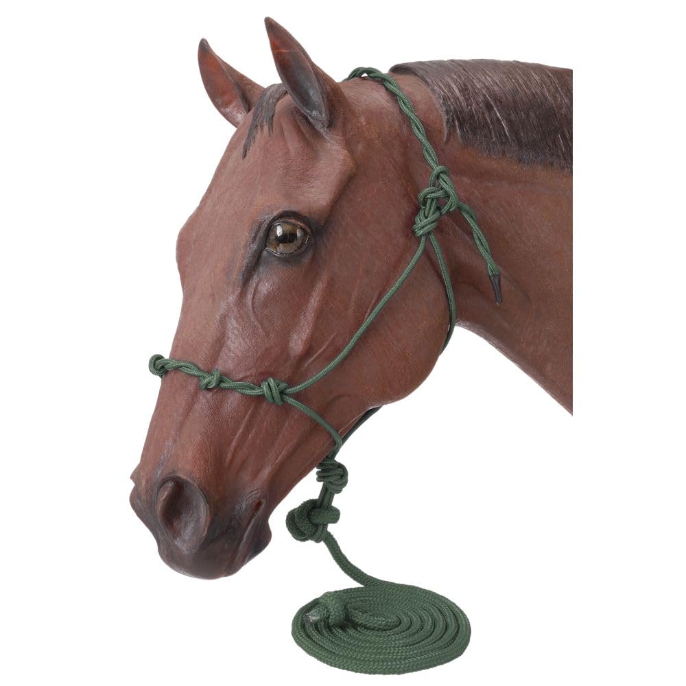 Tough 1 Knotted Rope Halter with Lead - Hunter Green