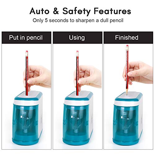 Electric Pencil Sharpener,Battery Operated(No Cord),Electrical Automatic Sharpener with Auto Stop Feature, Electric Sharpener for Home/School/Office,Small and Durable,Kid Friendly (Blue)