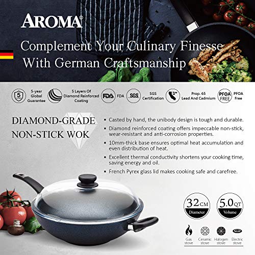 AROMA The Ultimate Wok (Made in Germany) Hand Cast Aluminum Wok with