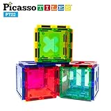 PicassoTiles PT22 Magnetic Building Blocks 22pc Numerical Magnet Tiles Educational Kit Toy Set 3D Clear Color Stacking Block STEM Playboard Novelty Game w/ Numbers, Roman Numerals, and Math Symbols