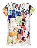KaiTingu Women's Short Sleeve Cat Family Print Vintage T Shirt