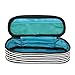 JEMIA Square Compartments Collection 1 Independent Zipper Chambers with Mesh Pockets Pencil Case (Black White Stripes, Canvas)