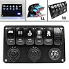 Purishion-Rocker-Switch-Panel-Style-Digital-Voltmeter12V-power-Socket-Dual-31A-USB-Power-Charger-Adapter-Aluminum-Flush-Mount-Blue-6-Gang-Rocker-Black-for-RV-Car-Boat