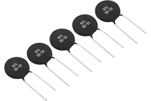 PATIKIL NTC Thermistors Resistors, 5Pcs 5 Ohm NTC 5 D-20 High Sensitivity Current Limiter Temperature Sensor for Measuring Temperature Black