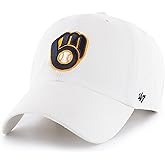 47 MLB White Team Color Primary Logo Clean Up Adjustable Strap Hat Cap, Adult One Size Fits All