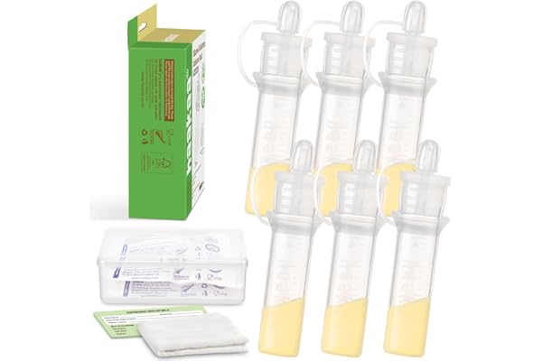 haakaa Colostrum Collector with Storage Case Set, Included 1 pc Reusable Cotton Wipe and Storage Box (0.1oz/4ml, 6 pcs)