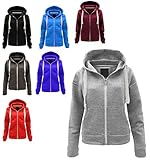 Womens Plain Hoodie Ladies Hooded Zip Zipper TOP Sweat Shirt Jacket Coat Sweater