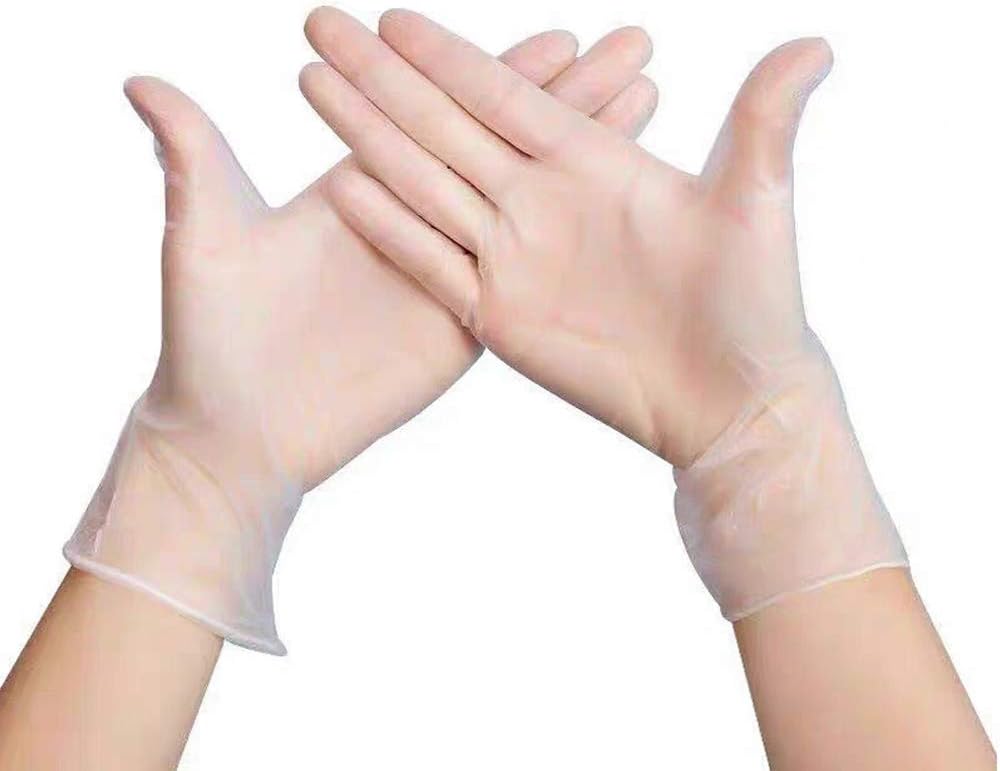 GEEDIAR 100pcs Disposable Vinyl Gloves, Non-Sterile, Powder Free,Disposable Clear Gloves,Food Prep Gloves,Disposable Work Gloves for Cooking,Cleaning,Food Handling (M)
