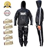 RAD Heavy Duty Sweat Suit Sauna Exercise Gym Suit Fitness, Weight Loss for Men/Women. Non Rip, with Hood (White, 6XL)