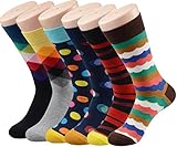 PUTON 6 Pair Men's Fun & Funky Colorful Cotton Dress Socks