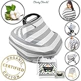 ☆ Organic Cotton ☆ Nursing Breastfeeding Cover Scarf, Baby Car Seat Canopy, Canopies, Shopping Cart, Stroller, Carseat Covers for Girls and Boys Best Multi-Use Infinity Stretchy Shawl Shower Gifts
