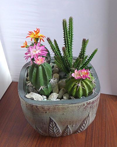 4 Artificial Plants Three Different Cactus Succulents Grass Decorative Flowers Artificial Arrangement