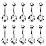 BodyJ4You 10PCS Belly Button Ring Double Clear CZ Stainless Steel 14G Navel Body Piercing Jewelry