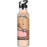 Cute Cartoon Capybara Insulated Water Bottle with Straw Lid,Vacuum Stainless Steel Mug Leakproof Tumbler Water Bottle for Sports Travel School,20oz