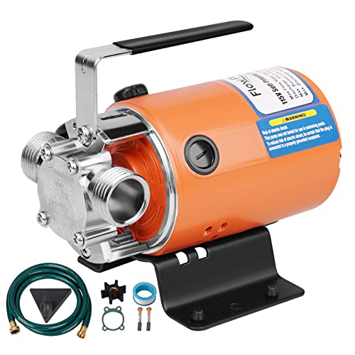 FLOWPAC Water Pump 115V 1/10 HP 330 GPH Water Transfer Pump With 3/4 inch  Ports Suction Hose And Spare Impeller Electric Water Pump Utility Pump Sump 