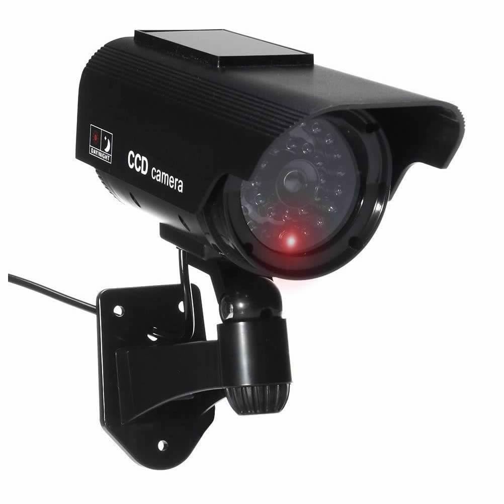JUSTOP Dummy CCTV Camera Outdoor/Indoor Waterproof With Reality LED Light Solar Or Battery Powered Fake CCTV Cam - Black