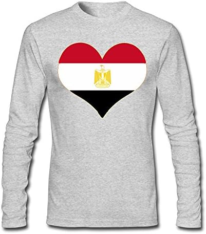 Egyptian Flag Heart Casual Fashion Cotton Durable Coverseamed Neck Adult&Youth MensLong Sleeve Tee