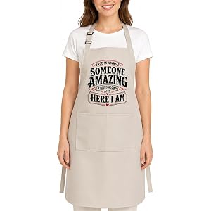 Funny Retro Cooking Apron for Adults, Someone Amazing Quote with Pockets | Retro quote design on a 27.5 x 31.5 in polyester a