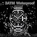 KASHIDUN Men's Watches Luxury Sports Casual Quartz Wristwatches Waterproof Chronograph Calendar Date Stainless Steel Band Black Color 839-QHYDgd