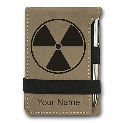 Mini Pocket Notepad - Radioactive Symbol - Personalized Engraving Included (Light Brown)