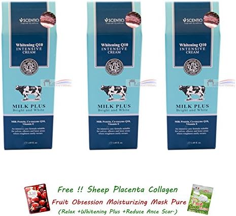 3 UNITS OF SCENTIO WHITENING Q10 INTENSIVE CREAM MILK PLUS BRIGHT &amp; WHITE FOR SOLES, ELBOWS AND KNEES CLEAR DARK SPOT FINE LINES ANTI AGING[GET FREE TOMATO FACIAL MASK]