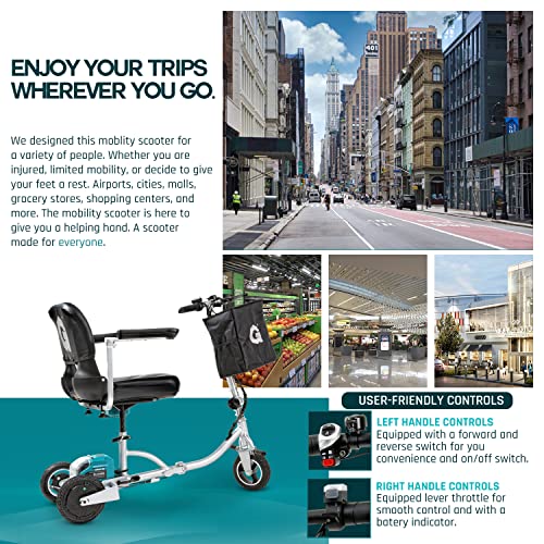 G 3 Wheel Folding Mobility Scooter Plus Electric Powered, Airline Friendly Long Range Travel