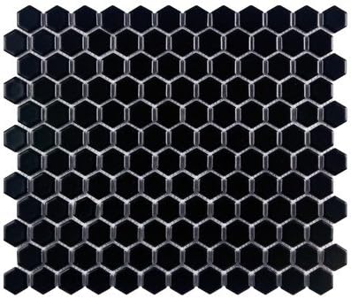 Retro 7/8" x 7/8" Porcelain Matte Glazed Mosaic in Matte Black