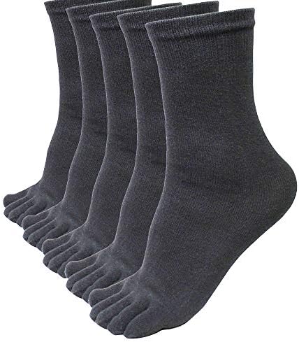 Polwer Pack Of 5 Pair Men Cotton Sport Five Finger Toe Elastic Short Sock