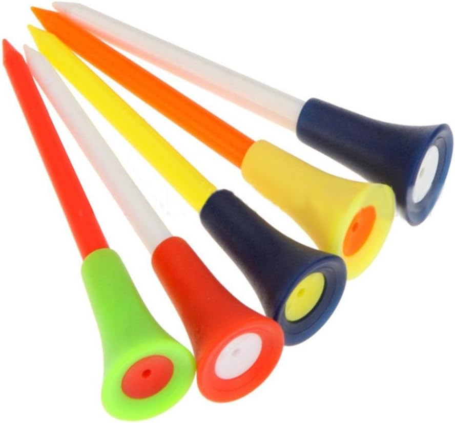 FeiliandaJJ 30PC Multi Color Plastic Golf Tees 83mm Durable Rubber Cushion Top Golf Tee Tool Club Training Practice