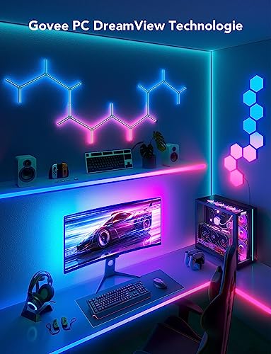 Govee Gaming Light for Monitor G1, TV LED Backlight for 27-34 Inch TV or PC, Smart RGBIC Wi-Fi TV Backlight, Double Light Beads with 123 Scene Modes App Control, Compatible with Alexa