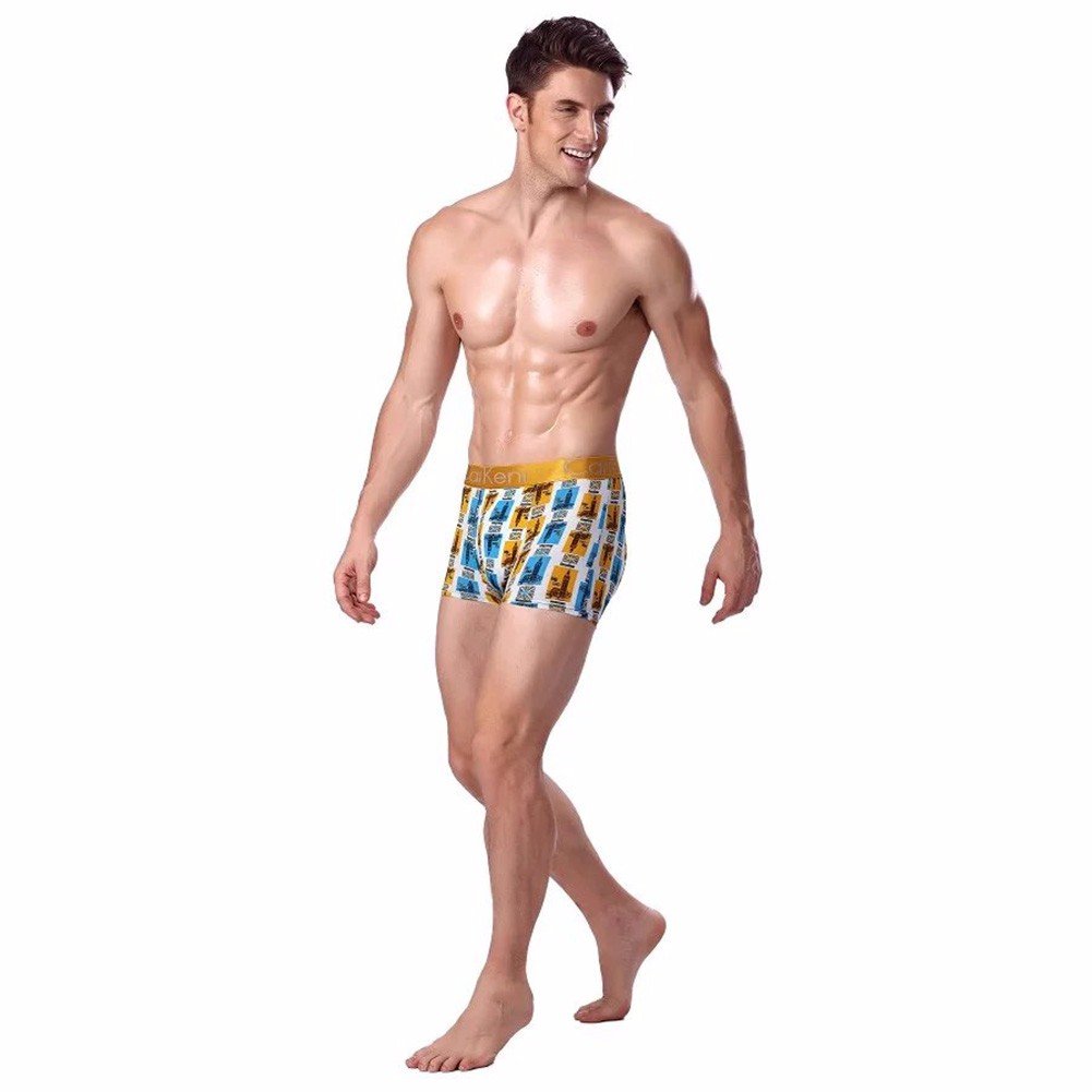 CAIKENI Men Underwear Comfort Soft Boxer Short Yellow XL