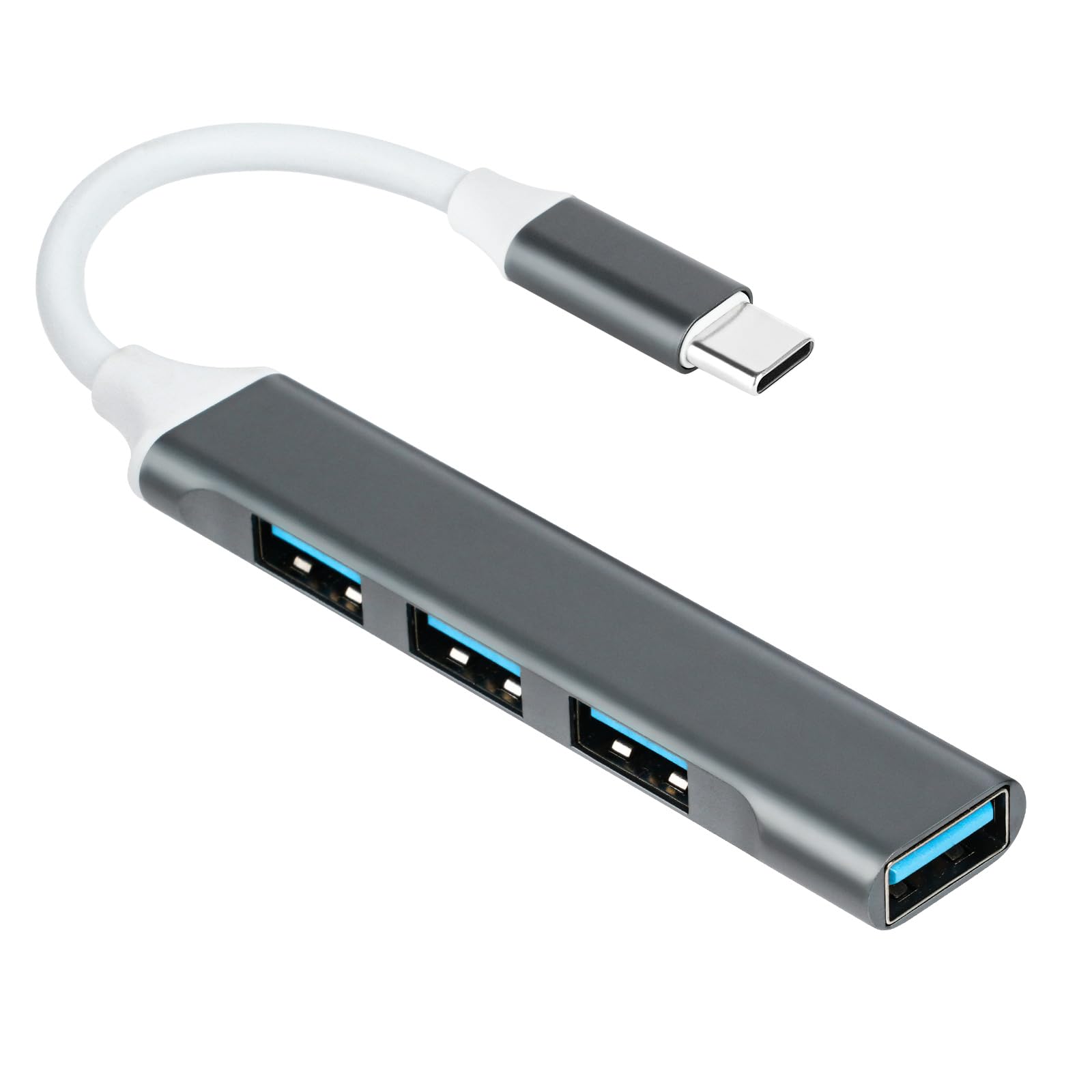 AXFEE USB C Hub, 4-in-1 Port 3.0 Ultra Slim Data 5Gbps Multi Type to 4 Adapter for Laptop, Flash Drives, Mobile HDD, and More, Compatible with Device, #3 Grey (Q1-3597718)