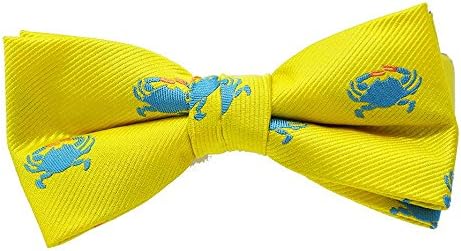 SummerTies Crab Kids Bow Tie - Yellow, Woven Silk, Pre-Tied Kids Bow Tie