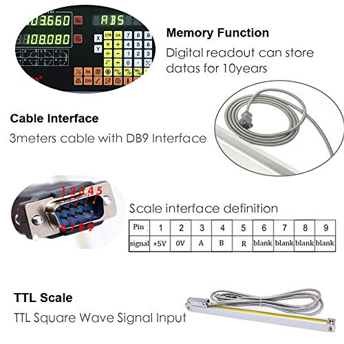 6" 12" 24" 3 Axis Digital Readout DRO Display 5um Precision TTL Linear Glass Scale for Milling Machine,150mm+300mm+600mm,2-3 Business Days