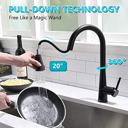Touchless Kitchen Faucet Matte Black, Motion Sensor Activated Hands