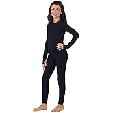 Cuddl Duds Girls Heavyweight Cold Weather Fleece Lined Thermal Set – Long Sleeve Shirt & Leggings – Long Johns for Kids