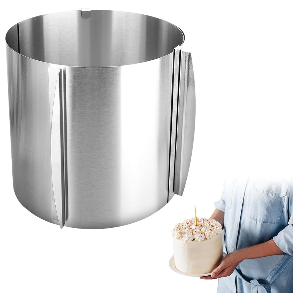 Adjustable Cake Ring 16 to 30cm, Frost Form Cake Kit, Cooking Pastry Mould, Stainless Steel Baking Ring Suitable for Dessert Baking