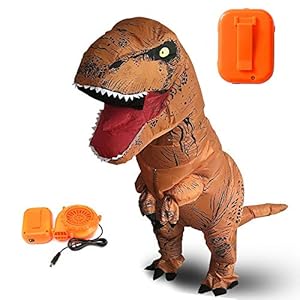 Dinosaur Costume Inflatable Brown Adult T-Rex Suit Perfect Outfit for Party and Halloween