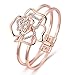 DILANCO 18K Rose Gold Plated Rose Shape Open Bangle Bracelets for Women