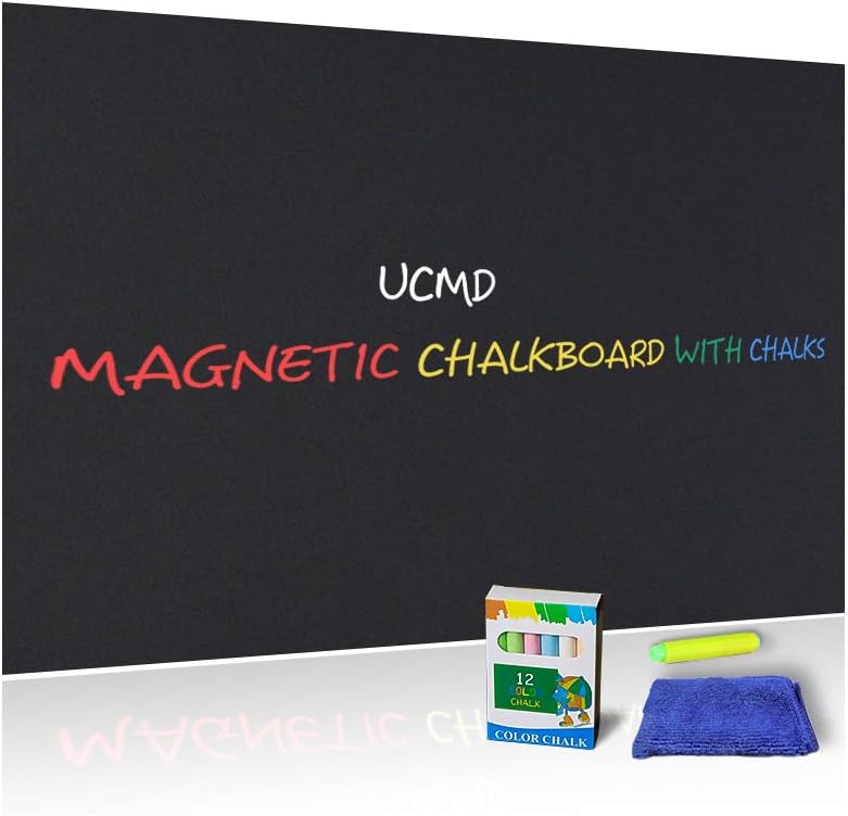UCMD Magnetic Chalkboard for Wall, Magnetic Wall Sheet, Black Board Contact Paper with Chalks Magnets (100 X 50 cm)